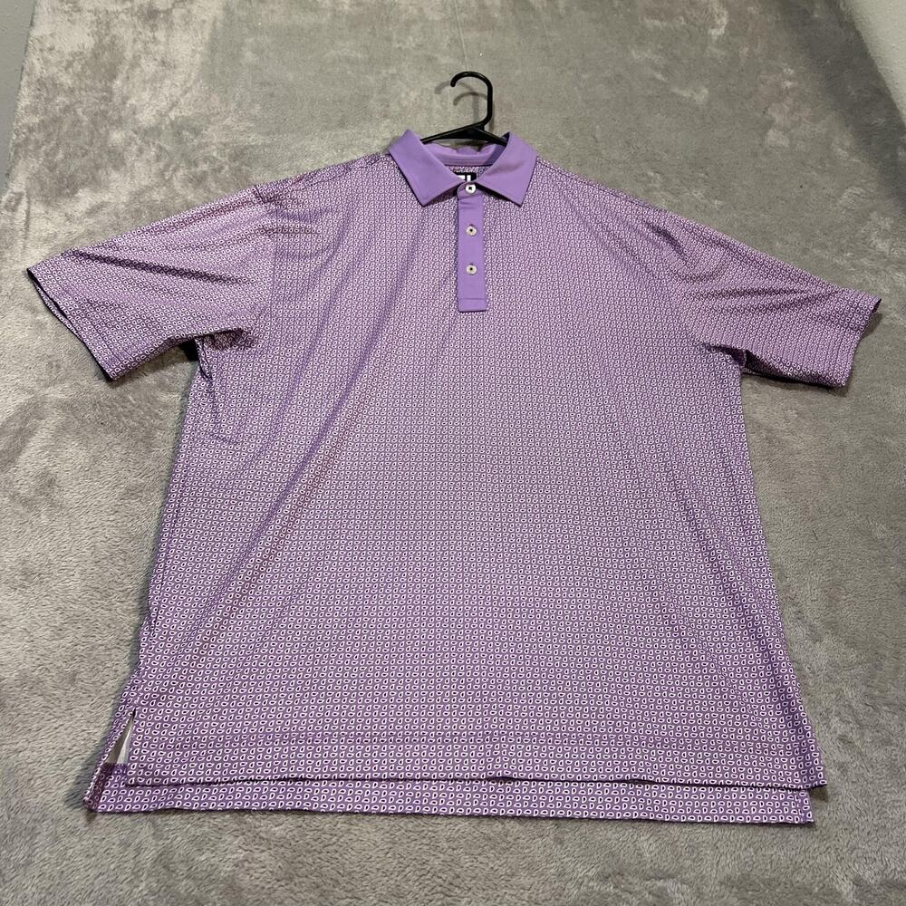 FootJoy Polo Shirt Mens 2XL Purple Paisley Print Golf Performance Stretch